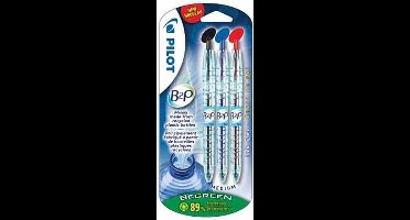 Pilot intrekbare roller B2P blister met 3 stuks: zwart blauw en rood