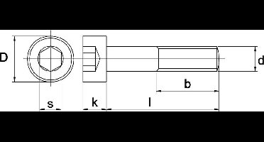 Inbusbout Din912 12.9 Ck M6X35Mm Zwart - 200 stuks