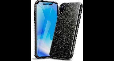 Hoesje geschikt voor Apple iPhone Xr Hoesje Glitters Siliconen TPU Case Zwart - BlingBling Cover van iCall