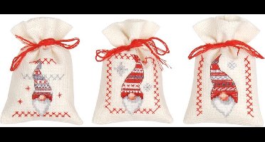 Vervaco - Kruidenzakje kit - Kerst - Kerstkabouters set van 3 - PN-0155951 - Borduren - Borduurpakket - Borduurpakket volwassenen - Borduurpakket kind