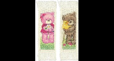 Vervaco - Bladwijzer kit - Popcorn en Brie set van 2 - PN-0166089 - Borduren - Borduurpakket - Borduurpakket volwassenen - Borduurpakket kind