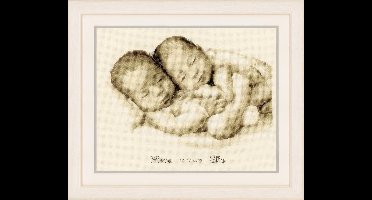 Vervaco - Telpakket kit - Geboorte - Sepia - Tweelingen - PN-0148445 - Borduren - Borduurpakket - Borduurpakket geboorte - Borduurpakket volwassenen