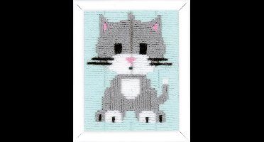 Vervaco - Spansteek kit - Grijze poes - PN-0147443 - Borduren - Borduurpakket - Borduurpakket kind