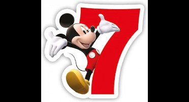 Procos Cijferkaars '7' Playful Mickey Junior 8 Cm Wax Rood