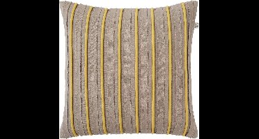 Dutch Decor MEDRA - Sierkussen 45x45 cm - taupe - geel - bruin - beige - streepjes - 100% katoen - Inclusief binnenkussen