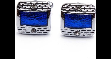 Manchetknopen - Zilver met Blauw Zilver Rand
