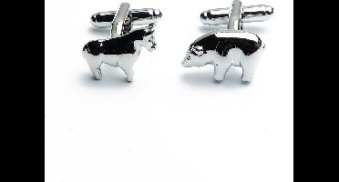 Manchetknopen - Bear and Bull Stier en Beer Wall Street Beleggen