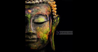 Schilderij - Boeddha, Print op canvas , Multikleur , 3 maten , Wanddecoratie