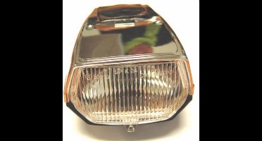 Koplamp vierkant plat Puch Maxi zwart chroom DMP