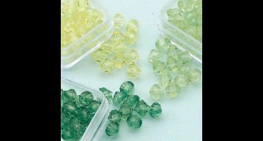 Acrylkralen 6mm Diamond Shape - 4 grs x 3 doosjes Geel, Donkergroen, Lichtgroen