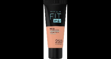 Maybelline New York - Fit Me Matte + Poreless Foundation - 250 Sun Beige - Medium Dekkende Foundation met Matte Finish voor de Normale tot Vette Huid - 30 ml