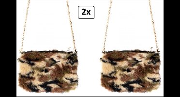 2x Tas camouflage bont - winter carnaval thema party festival optocht army leger