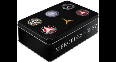 Bewaarblik / koektrommel - Mercedes Logo Evolutie