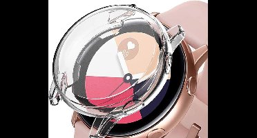 Hoesje + Screenprotector geschikt voor Samsung Galaxy Watch Active 2 44mm - Siliconen TPU Case Transparant - Volledige 360 Graden Bescherming