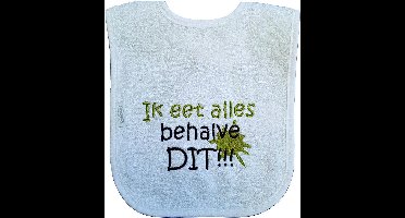 Witte slab met "Ik eet alles behalve dit"