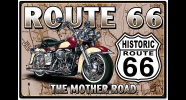 Route 66 The Mother Road Zwaar Metalen Bord - 44 x 29 cm