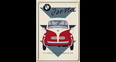 BMW Isetta.  Metalen Postcard 10  x 14 cm.