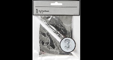 Creotime Folieballon Cijfer "3" 41 Cm Zilver