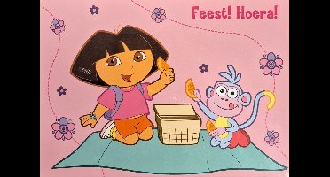 Wenskaart 18 stuks - Dora - Feest! Hoera!