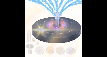 Solar Fontein op Zonne Energie - LED Verlichting - Solar Fonteintje Drijvende - Waterornament - Solar fonteintje Vogelbad - Zwart