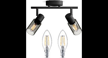 Philips Palms Opbouwspot (Zwart) - Warmwit Licht - Plafondspot met 2 Lichtpunten - E14 - Niet Dimbaar