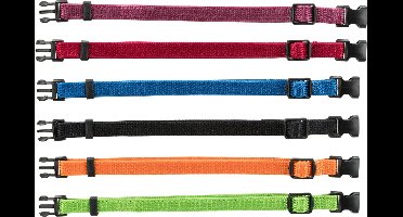Trixie Puppy Halsband 17-25cm set paars-rood-blauw-zwart-oranje-appeltjesgroen 6st