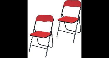 BRASQ Set van 2 Klapstoelen Rood Zwart - Opvouwbare stoelen 43x38x78 cm - PVC - Eettafelstoelen