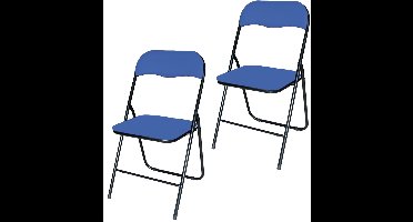 BRASQ Set van 2 Klapstoelen Blauw Zwart - Opvouwbare stoelen 43x38x78 cm - PVC - Eettafelstoelen