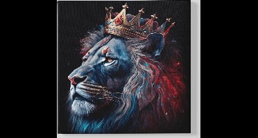 Canvas Schilderij - Dieren - Leeuw - Leeuwenkoning - 60x60x2 cm