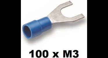 Cimco geïsoleerde vorkkabelschoen vertind 1,5-2,5mm² M3 - blauw per 100 stuks (180140)
