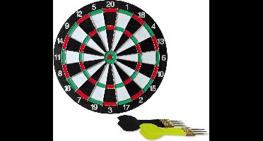 Speelgoed dartbord incl 6 dartpijltjes - dubbelzijdig - diameter 38 cm