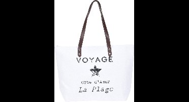 Strandtas Voyage wit 31 x 45 cm - Strandshoppers van polyester