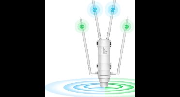 Tumex - Wifi Versterker - Wifi Repeater - Wifi Extender - 1200Mbps - Dual Band 2.4G + 5GHz - 4 Externe Antennes - Weerbestendig