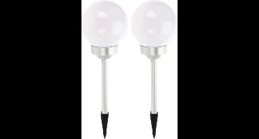 Pro Garden Solar tuinlamp/prikspot bol - 4x - op zonne-energie - dia 15 cm - Prikspots tuinverlichting - Lampjes