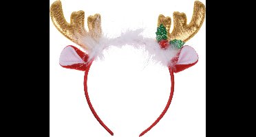 Home & styling Kerst diadeem/haarband - rendier gewei met oren - goud - polyester