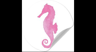 WallCircle® - Behangcirkel 30x30 cm - Muurstickers Zeepaardje - Roze - Waterverf - Muurcirkel woonkamer - Wandcirkel slaapkamer - Kamer decoratie zelfklevend - Muurdecoratie accessoires