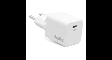 Aqiila USB oplader 20W, USB-C Adapter, PD Power Delivery, 100-240V, 1x USB-C, zeer compact ontwerp, Chargebird W1 Wit