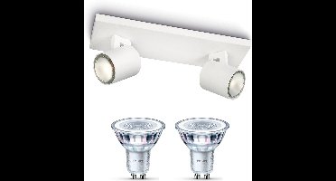 Philips Runner Opbouwspot (Wit) - Warmwit Licht - Plafondspot met 2 Lichtpunten - GU10 - Niet Dimbaar