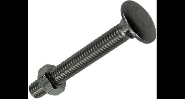 Sam rvs Houtbout Met Moer M8 X 60 mm. lang. 3 stuks Slot bouten.