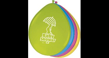 Folat Babyshower ballonnen - thema baby geboren - 8x stuks - 27 cm - versiering
