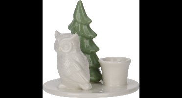 Keramische kaarshouder met kerstboom, 8 cm