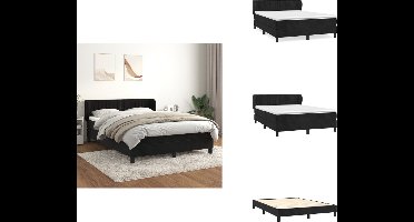 vidaXL Boxspring - Boxsprings - Bed - Slaapmeubel - Boxspring met matras fluweel zwart 140x200 cm