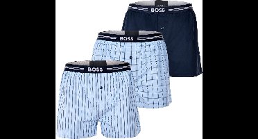 Hugo Boss heren BOSS 3P wijde boxershorts mix print blauw