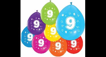 24 Ballonnen 12″ 2 Zijdig bedrukt 9 jaar - Versiering Slinger Feestdecoratie Decoratie Verjaardag Jubileum Ballon Feest
