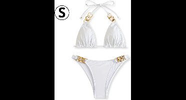 Bovista Bikini Dames - Meisjes Bikini - Badpak - Push Up - Vrouwen Badkleding - Zwemmen - Sexy Set - Top & Broekje - Wit - Maat S