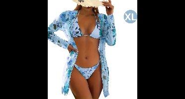 Bovista Bikini Dames - Meisjes Bikini - Badpak - Push Up - Vrouwen Badkleding - Zwemmen - Sexy Set - Top & Broekje - Hemelsblauw - Maat XL