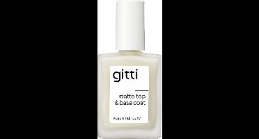 Gitti Matte Top & Base Coat nagellak - topcoat - basecoat - matte look - minimaal 82% natuurlijk - 23 vrij - manicure - blijft minimaal 7-10 dagen zitten - versterkt de nagels - unieke, sterke vegan formule