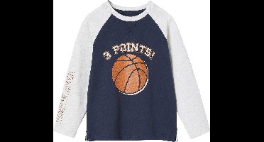Vertbaudet T-shirt met balmotief in reliлf voor jongens met contrasterende raglanmouwen