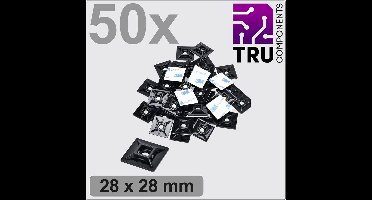 TRU COMPONENTS T24CA068 Bevestigingssokkel Zelfklevend, Schroefbaar TC-12888544 4-voudige invoeging Zwart 50 stuk(s)