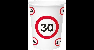 Bekers - Verkeersbord 30 - 250 ml - 8 stuks